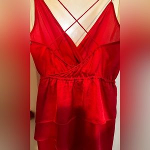 Satin Red Layered Dress